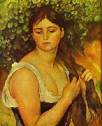 Girl Braiding Her Hair Pierre-Auguste Renoir